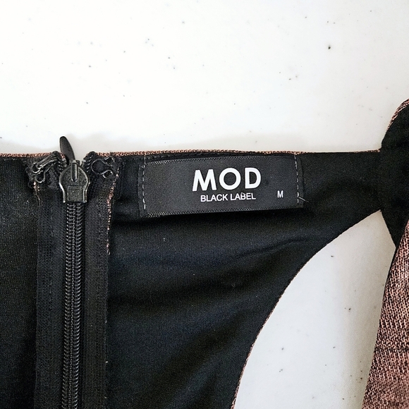 MOD Black Label Metallic Copper Gold Cutout Bodycon Mini Dress - Picture 4 of 5